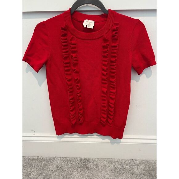 NWOT Kate Spade New York Knit Ruched Short Sleeve top, XS $268 F5 - Picture 1 of 8